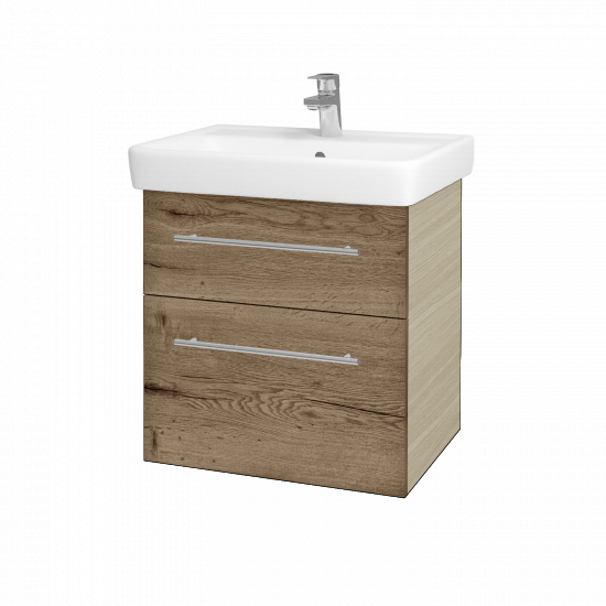Waschtischunterschrank NEXT SZZ2 60 (Waschtisch Q)  - D04 Eiche - Griff T02 - D21 Tobacco