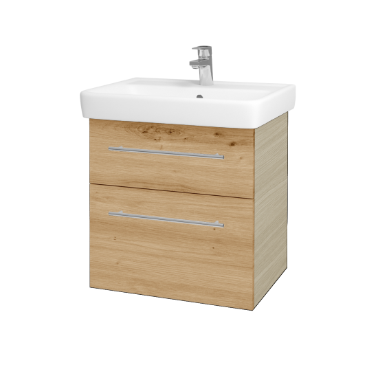 Waschtischunterschrank NEXT SZZ2 60 (Waschtisch Q)  - D04 Eiche - Griff T02 - D22 Eiche Caramel