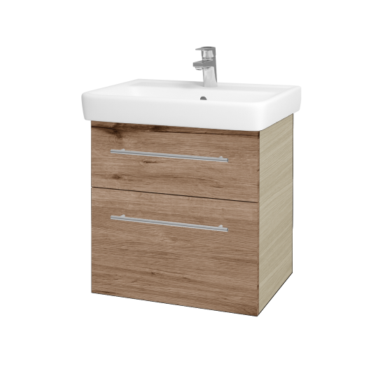 Waschtischunterschrank NEXT SZZ2 60 (Waschtisch Q)  - D04 Eiche - Griff T02 - D23 Eiche Herkules