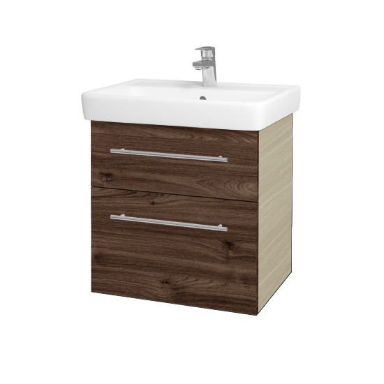Waschtischunterschrank NEXT SZZ2 60 (Waschtisch Q)  - D04 Eiche - Griff T02 - D25 Teak