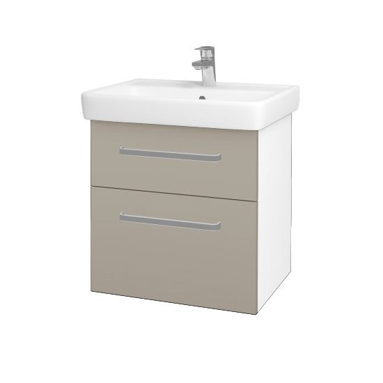 Badezimmerschrank NEXT SZZ2 60  - N01 Weiß Hochglanz - Griffes T01 - L04 Taupe Lack Hochglanz