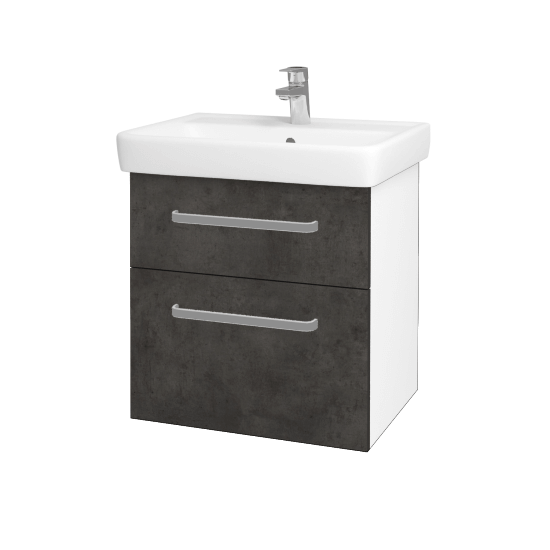 Badezimmerschrank NEXT SZZ2 60  - N01 Weiß Hochglanz - Griffes T01 - D16 Dark Beton