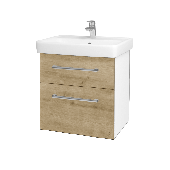 Badezimmerschrank NEXT SZZ2 60  - N01 Weiß Hochglanz - Griffes T03 - D09 Arlington