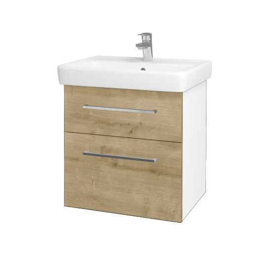 Badezimmerschrank NEXT SZZ2 60  - N01 Weiß Hochglanz - Griffes T04 - D09 Arlington