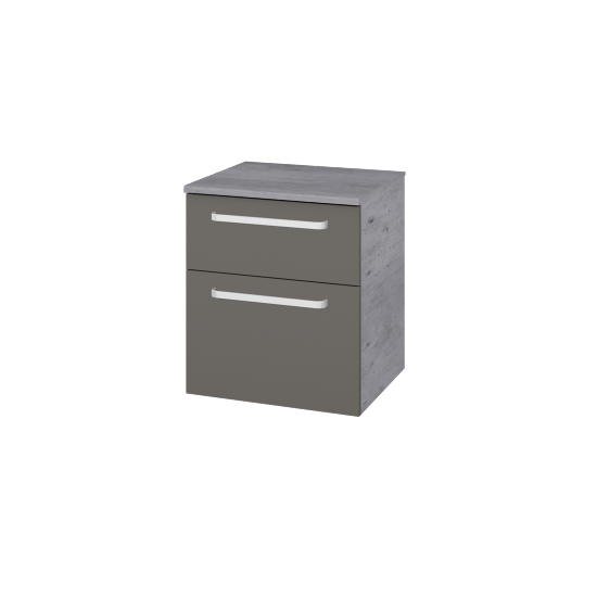 Niedriger Schrank mit Wäschekorb UNI SNZ2K  50  - D01 Beton - Griffes T01 - N06 Lava
