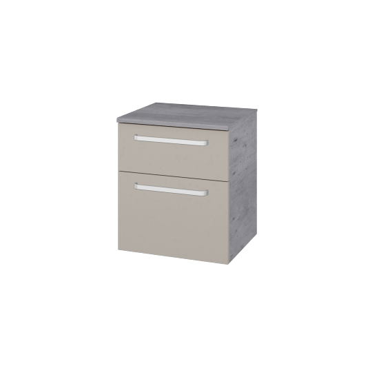 Niedriger Schrank mit Wäschekorb UNI SNZ2K  50  - D01 Beton - Griffes T01 - N07 Stone