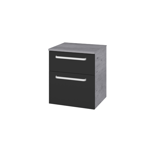Niedriger Schrank mit Wäschekorb UNI SNZ2K  50  - D01 Beton - Griffes T01 - N03 Graphite