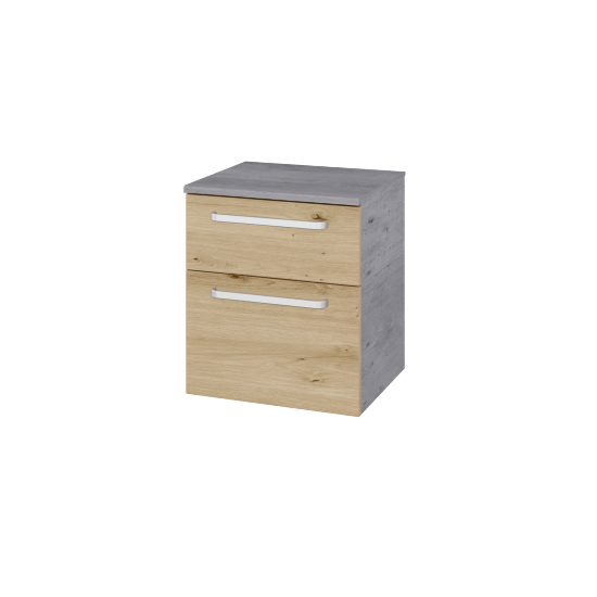 Niedriger Schrank mit Wäschekorb UNI SNZ2K  50  - D01 Beton - Griffes T01 - D22 Caramel