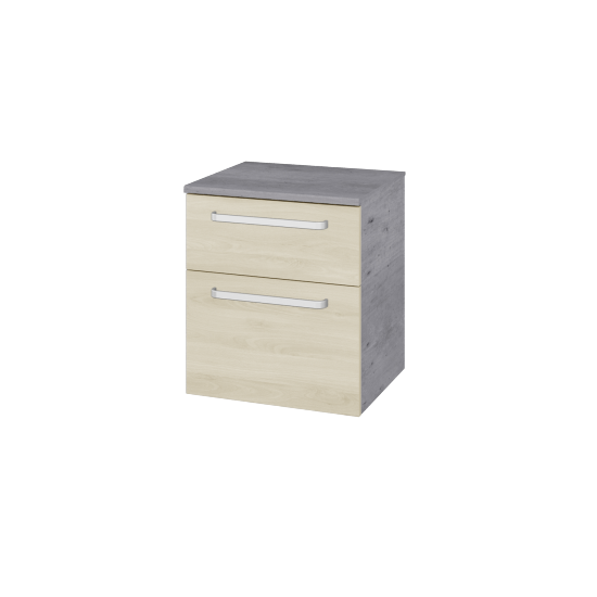 Niedriger Schrank mit Wäschekorb UNI SNZ2K  50  - D01 Beton - Griffes T01 - D24 Ohio