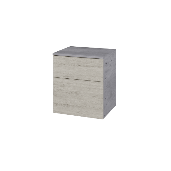 Niedriger Schrank mit Wäschekorb UNI SNZ2K  50  - D01 Beton - Griffes T00 - D05 Oregon