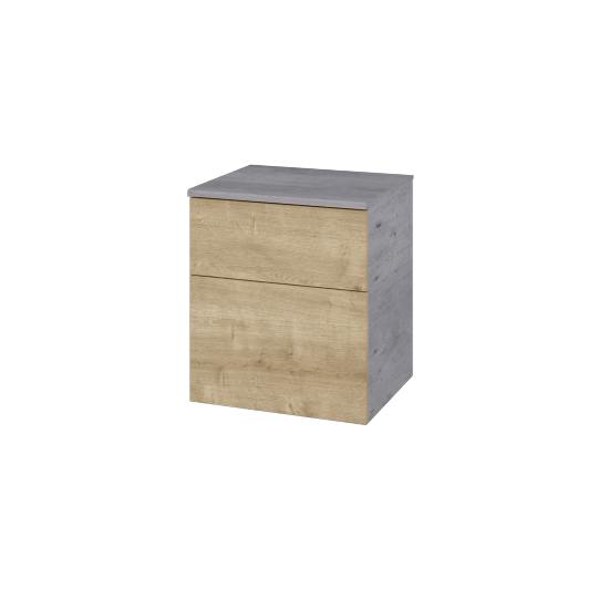 Niedriger Schrank mit Wäschekorb UNI SNZ2K  50  - D01 Beton - Grifflose Ausführung T00 (ohne Bohrungen für Griffe) - D09 Eiche Arlington