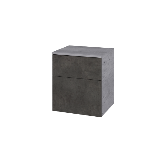 Niedriger Schrank mit Wäschekorb UNI SNZ2K  50  - D01 Beton - Griffes T00 - D16 Dark Beton