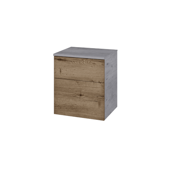 Niedriger Schrank mit Wäschekorb UNI SNZ2K  50  - D01 Beton - Griffes T00 - D21 Tobacco