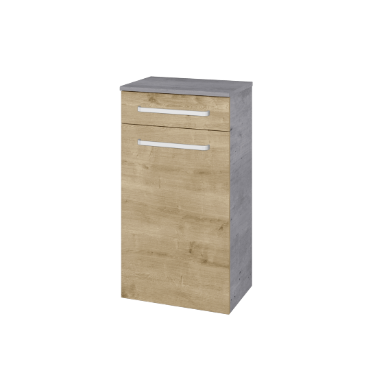 Niedriger Schrank mit Wäschekorb UNI SNDKZ 50  - D01 Beton - Griffes T01 - D09 Arlington