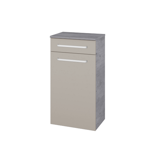 Niedriger Schrank mit Wäschekorb UNI SNDKZ 50  - D01 Beton - Griffes T01 - N07 Stone