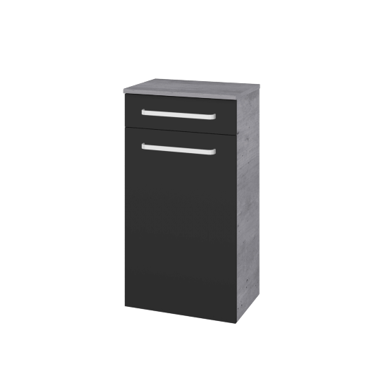 Niedriger Schrank mit Wäschekorb UNI SNDKZ 50  - D01 Beton - Griffes T01 - N03 Graphite