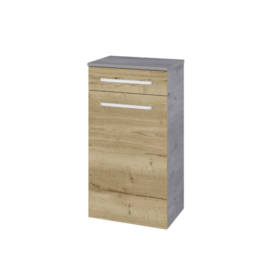 Niedriger Schrank mit Wäschekorb UNI SNDKZ 50  - D01 Beton - Griffes T01 - D26 Ontario