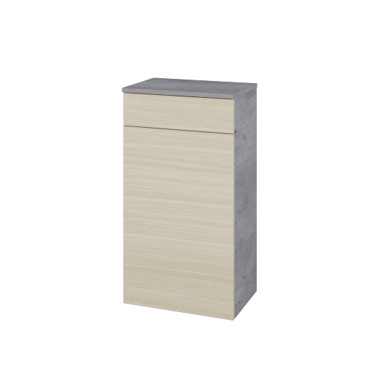 Niedriger Schrank mit Wäschekorb UNI SNDKZ 50  - D01 Beton - Griffes T00 - D04 Eiche