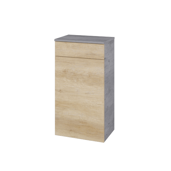 Niedriger Schrank mit Wäschekorb UNI SNDKZ 50  - D01 Beton - Griffes T00 - D15 Eiche Nebraska