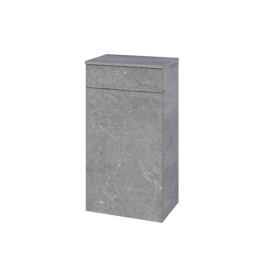 Niedriger Schrank mit Wäschekorb UNI SNDKZ 50  - D01 Beton - Grifflose Ausführung T00 (ohne Bohrungen für Griffe) - D20 Galaxy