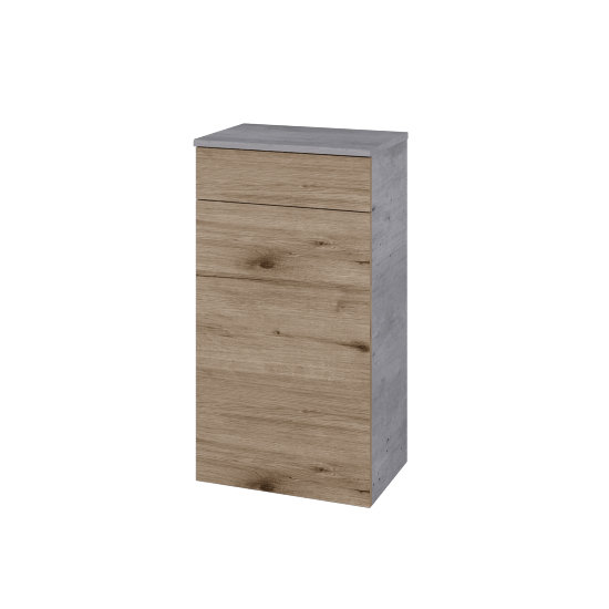 Niedriger Schrank mit Wäschekorb UNI SNDKZ 50  - D01 Beton - Griffes T00 - D23 Herkules
