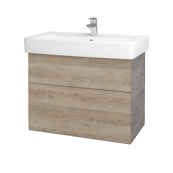 Waschtischunterschrank NEXT SZZ2 80 (Waschtisch Q)  - D01 Beton - Griffes T00 - D17 Eiche Colorado