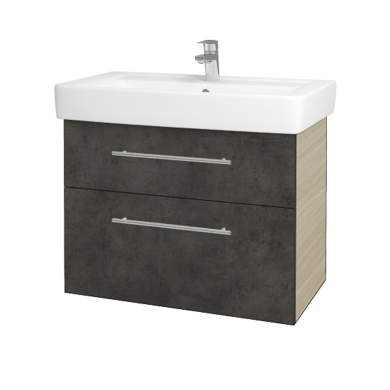 Waschtischunterschrank NEXT SZZ2 80 (Waschtisch Q)  - D04 Eiche - Griff T02 - D16 Dark Beton