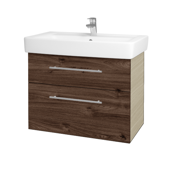 Waschtischunterschrank NEXT SZZ2 80 (Waschtisch Q)  - D04 Eiche - Griff T02 - D25 Teak