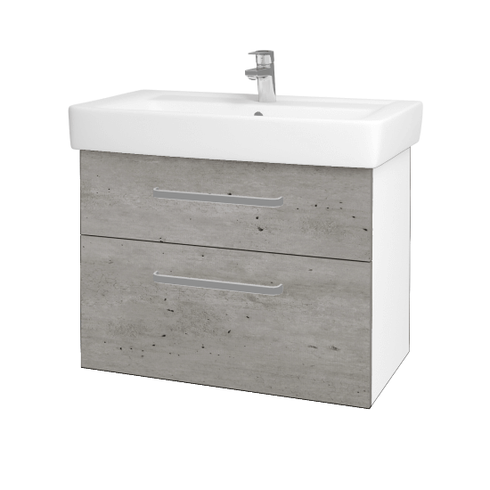 Badezimmerschrank NEXT SZZ2 80  - N01 Weiß Hochglanz - Griffes T01 - D01 Beton