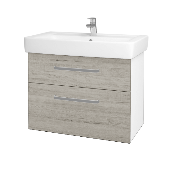 Badezimmerschrank NEXT SZZ2 80  - N01 Weiß Hochglanz - Griffes T01 - D05 Oregon
