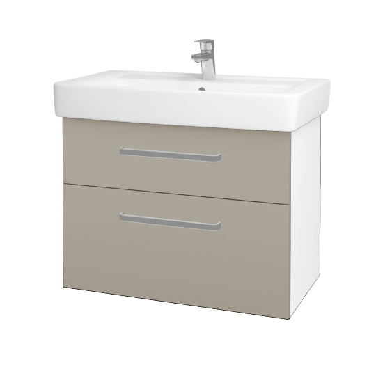 Badezimmerschrank NEXT SZZ2 80  - N01 Weiß Hochglanz - Griffes T01 - L04 Taupe Lack Hochglanz