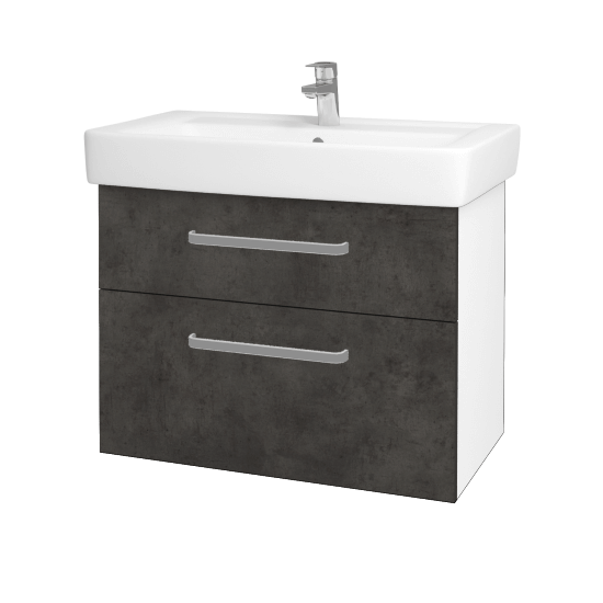 Badezimmerschrank NEXT SZZ2 80  - N01 Weiß Hochglanz - Griffes T01 - D16 Dark Beton