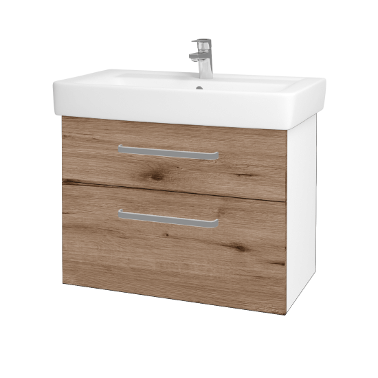 Badezimmerschrank NEXT SZZ2 80  - N01 Weiß Hochglanz - Griffes T01 - D23 Herkules