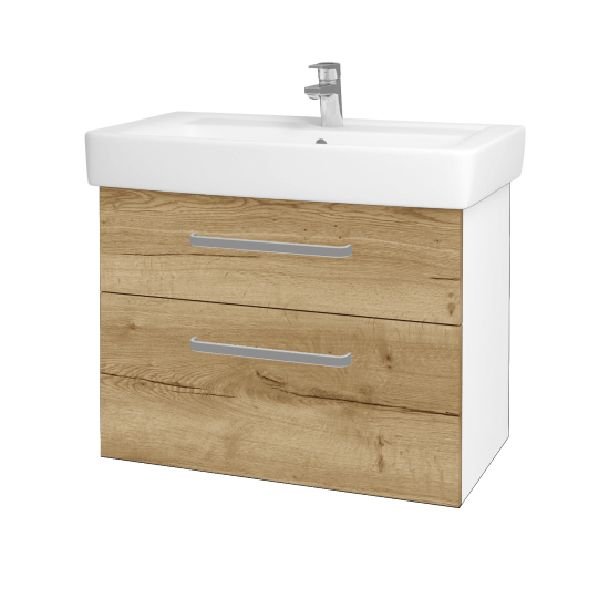 Badezimmerschrank NEXT SZZ2 80  - N01 Weiß Hochglanz - Griffes T01 - D26 Ontario