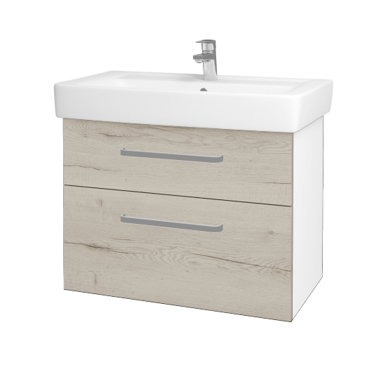 Badezimmerschrank NEXT SZZ2 80  - N01 Weiß Hochglanz - Griffes T01 - D28 Alberta