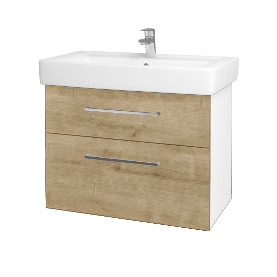 Badezimmerschrank NEXT SZZ2 80  - N01 Weiß Hochglanz - Griffes T04 - D09 Arlington