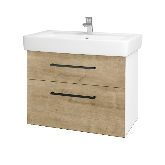 Badezimmerschrank NEXT SZZ2 80  - N01 Weiß Hochglanz - Griffes T06 - D09 Arlington