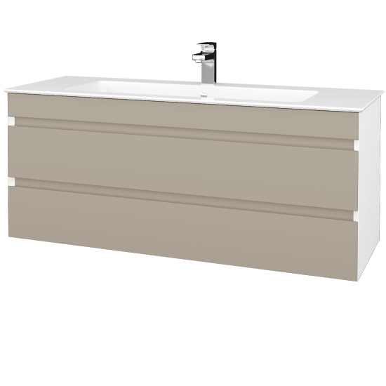 Badezimmerschrank JESTY SZZ2 120  - L01 Weiß Lack Hochglanz - M05 Beige Lack Matt