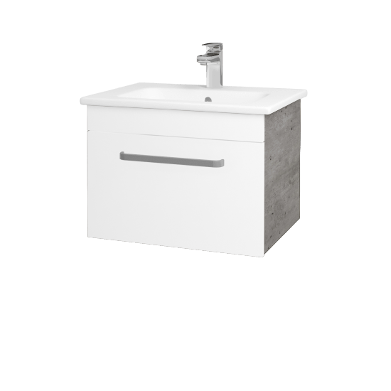 Badezimmerschrank LINEA SZZ 60  - D01 Beton - Griffes T01 - M01 Weiß Lack Matt