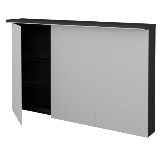 Badezimmer Spiegelschrank  JESTY GA3OE 120  - L03 Grau Metallic Lack Hochglanz