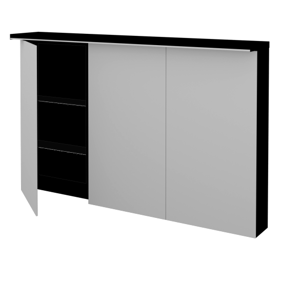 Badezimmer Spiegelschrank  JESTY GA3OE 120  - M17 Schwarz Lack Matt