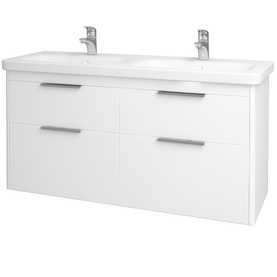 Koupelnová skříňka ENZO SZZ4 130  - L01 Bílá vysoký lesk - M01 Bílá mat