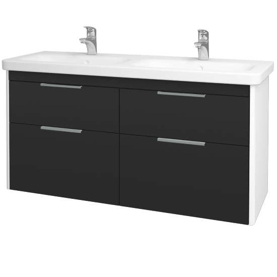 Badezimmerschrank TORO SZZ4 130  - L01 Weiß Lack Hochglanz - N03 Graphite