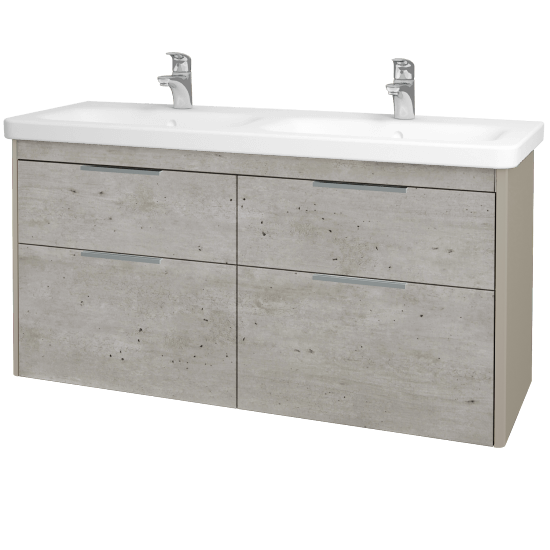Badezimmerschrank TORO SZZ4 130  - L04 Taupe Lack Hochglanz - D01 Beton