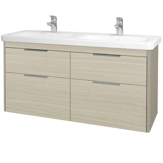 Badezimmerschrank TORO SZZ4 130  - L04 Taupe Lack Hochglanz - D04 Eiche