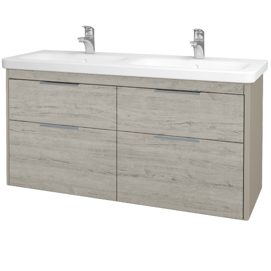 Badezimmerschrank TORO SZZ4 130  - L04 Taupe Lack Hochglanz - D05 Oregon
