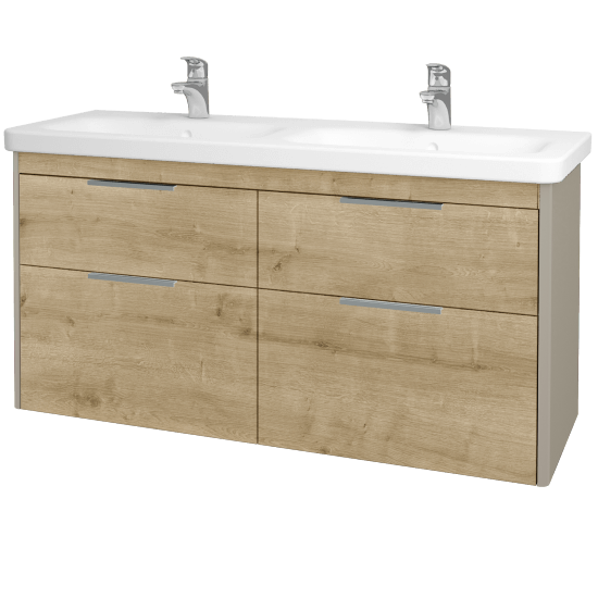 Badezimmerschrank TORO SZZ4 130  - L04 Taupe Lack Hochglanz - D09 Arlington