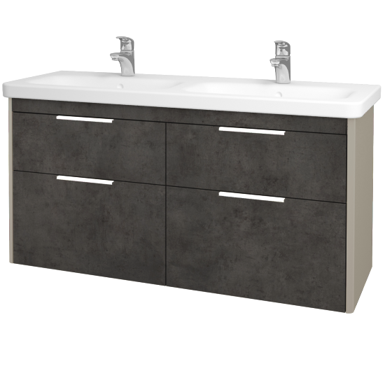 Badezimmerschrank TORO SZZ4 130  - L04 Taupe Lack Hochglanz - D16 Dark Beton