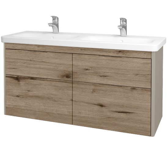 Badezimmerschrank TORO SZZ4 130  - L04 Taupe Lack Hochglanz - D23 Herkules