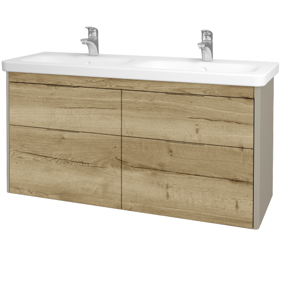 Badezimmerschrank TORO SZZ4 130  - L04 Taupe Lack Hochglanz - D26 Ontario